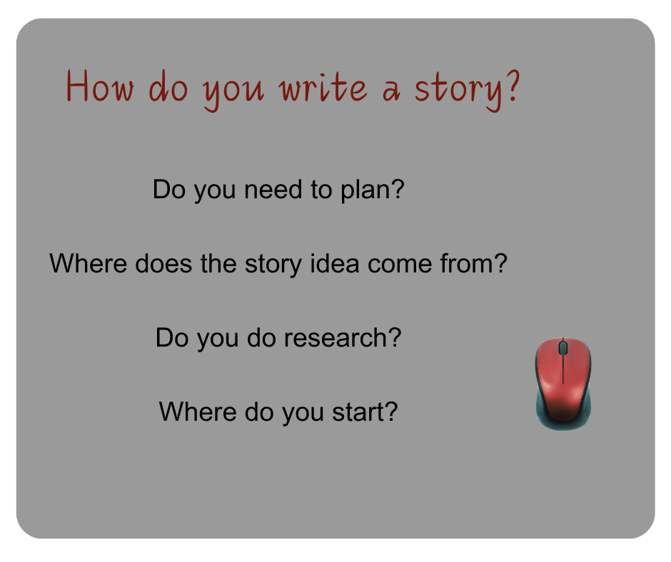 Grey block with wording on how do you start writing a story